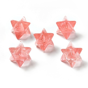 Cherry Quartz Glass Beads, No Hole/Undrilled, Merkaba Star, 14.5~15x14.5~15x14.5~15mm