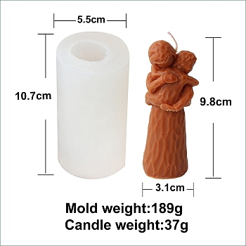 Mother's Day DIY Silicone Candle Molds, Pregnant with Child Resin Casting Molds, For UV Resin, Epoxy Resin Jewelry Making, White, 10.7x5.5cm