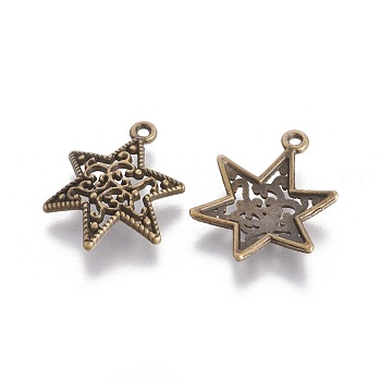 Tibetan Style Alloy Pendants, for Jewish, Star of David, Antique Bronze, Lead Free and Cadmium Free and Nickel Free, 23x18x3mm, Hole: 1.5mm