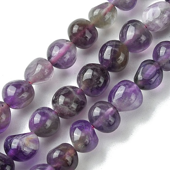 Natural Amethyst Beads Strands, Oval, 5~7.5x6~8x5~7mm, Hole: 0.8mm, about 63~64pcs/strand, 15.55 inch(39.5cm)