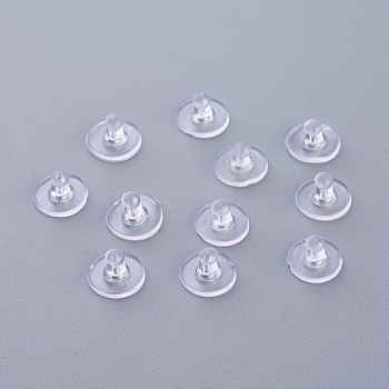 Plastic Ear Nuts, Bullet Clutch Earring Backs with Pad, for Stablizing Heavy Post Earrings, Clear, 6x10mm, Hole: 0.5mm
