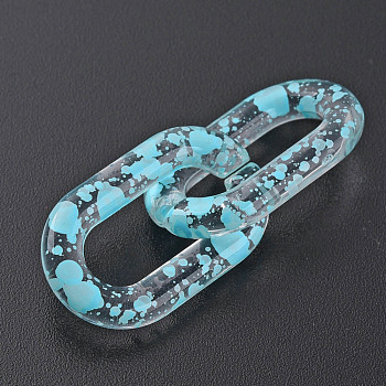 Transparent Acrylic Linking Rings, Quick Link Connectors, for Cable Chains Making, Oval, Sky Blue, 27x16.5x4mm, Inner Diameter: 7.5x18mm
