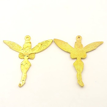 Tibetan Style Alloy Fairy Sprite Charms, Halloween, Characters Pendants in Fairy Tales, Lead Free and Cadmium Free, Golden, 51x46x2mm, hole: 1.5mm