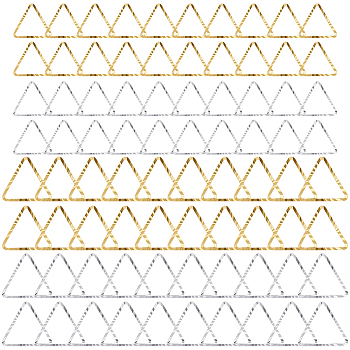 80Pcs 4 Styles Brass Linking Rings, Long-Lasting Plated, Cadmium Free & Lead Free, Triangle, Real 24K Gold & 925 Sterling Silver Plated, 8~11x9~12x1mm, Inner Diameter: 6~9.5x6~10mm, 20pcs/style