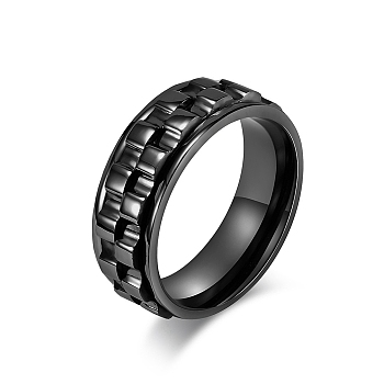 Gear Titanium Steel Rotating Finger Ring, Fidget Spinner Ring for Calming Worry Meditation, Black, US Size 12(21.4mm)