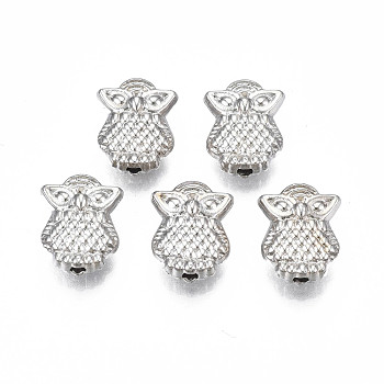 CCB Plastic Beads, for DIY Jewelry Making, Owl, Platinum, 10x8x4mm, Hole: 1.4mm
