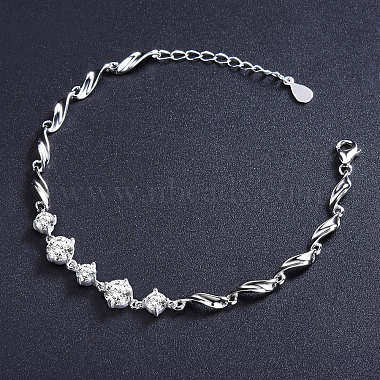 SHEGRACE Lovely Rhodium Plated 925 Sterling Silver Link Bracelet(JB290A)-2