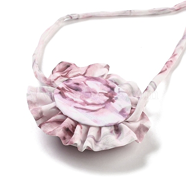Flower Pattern Fabric Rose Tie Choker Necklaces for Women(NJEW-Z022-01E)-3