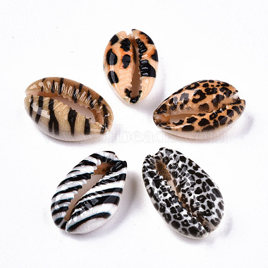 Printed Natural Cowrie Shell Beads(SHEL-S266-18)-3