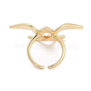 Brass Bird Open Cuff Ring for Women(RJEW-C102-05G)-3