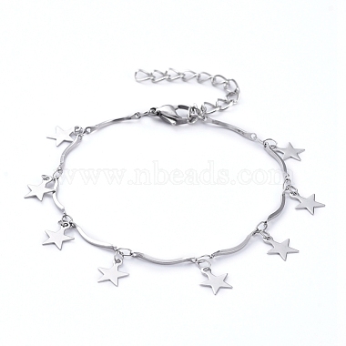 Star 304 Stainless Steel Charm Bracelets(X-BJEW-JB05219)-1