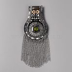 Fashionable Tassel Epaulettes, Shoulder Badge, with Alloy Chains & Pin, Cloth Findings, Gray, 183mm(AJEW-WH0518-31A-P)