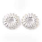 Brass Spacer Beads, Cadmium Free & Lead Free, Flower, Long-Lasting Plated, Silver, 4x1mm, Hole: 0.9mm(X-KK-B073-01S)