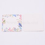 White Cardboard Earring Display Cards, Square with Leaf and Bird Pattern, Colorful, 2x2 inch(5x5cm)(DIY-WH0209-30)