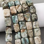 Natural Chrysocolla and Lapis Lazuli Beads Strands, Cuboid, 12~13x8~10x8~10mm, Hole: 1mm, about 30~31pcs/strand, 14.76''(37.5cm)~14.96''(38cm)(G-D098-D12)