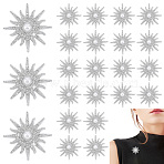 24Pcs Plastic with Rhinestone Brooches, Star, with Iron Pins, Platinum, 39.3mm(JEWB-WR00007)