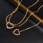 304 Stainless Steel Heart Pendant Y Pendant Necklaces, Ion Plating(IP), Real 14K Gold Plated, 18.58 inch(47.2cm)(NJEW-U026-05G)