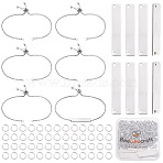 DIY 304 Stainless Steel Slider Bracelets Making Kits, including 10Pcs 304 Stainless Steel Slider Bracelets & Connector Charms & 100Pcs Open Jump Rings, Stainless Steel Color, 240mm(DIY-BBC0003-17)