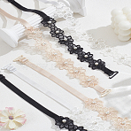 3 Pairs 3 Colors Adjustable Bra Straps, Polyester Lace Shoulder Straps, with Plastic Beads and Buckle, Mixed Color, 307~375x30x6.5mm, 1 pair/color(AJEW-LP0007-51)