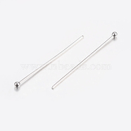 304 Stainless Steel Ball Head Pins, Stainless Steel Color, 25x0.6mm, 22 Gauge, Head: 2mm(STAS-K172-30P-04)