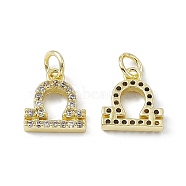 Real 18K Gold Plated Brass Micro Pave Clear Cubic Zirconia Charms, with Jump Ring, Constellation Charm, Libra, 11x10x2.5mm, Hole: 3.4mm(KK-E068-VB411-7)