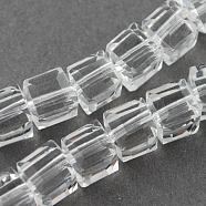 Glass Bead Strands, Faceted, Cube, Clear, 7~8x7~8x7~8mm, Hole: 1.5mm, about 97~100pcs/strand, 70~71cm(GLAA-R041-8x8mm-24)