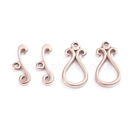 Ion Plating(IP) 304 Stainless Steel Toggle Clasps, Teardrop, Rose Gold, teardrop,: 18.5x9.5x2.5mm, Hole: 1.5mm, Bar: 6.5x16.5x2.5mm, Hole: 1.5mm(STAS-I148-03RG)