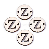 Unfinished Natural Poplar Wood Links Connectors, Laser Cut, Flat Round with Word, Letter.Z, 19.5x2.5mm, Hole: 2mm(WOOD-S045-140A-01Z)
