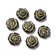 UV Plating Acrylic Beads, Golden Metal Enlaced, Flower, Black, 14x5mm, Hole: 1.6mm, about 1050pcs/500g(MACR-J123-22)