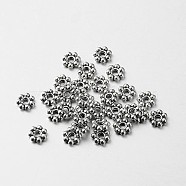 Tibetan Style Alloy Daisy Spacer Beads, Antique Silver, 6x1.8mm, Hole: 1mm(TIBEB-O004-07)