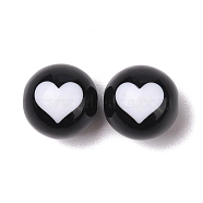 Two-Tone Acrylic Beads, Round, Heart, 15.5x15.5mm, Hole: 2.5mm,217pc/500g(OACR-U003-02D)