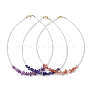 Glass with Natural Gemstone Chip Necklaces, 16.50 inch(41.9cm)(NJEW-JN04852)