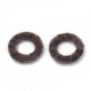 Faux Mink Fur Covered Linking Rings, with Aluminum Bottom, Ring, Platinum, Sienna, 27x4mm(WOVE-N009-08B)