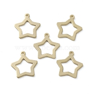 Brass Charms, Long-Lasting Plated, Stars, Real 24K Gold Plated, 11.5x10.5x0.5mm, Hole: 0.9mm(KK-H739-10G)