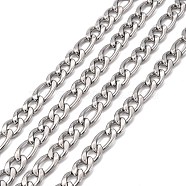 304 Stainless Steel Mother-Son Figaro Chains, Unwelded, Stainless Steel Color, 9mm(CHS-A003H-2.3NK)