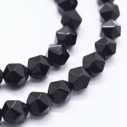 Natural Black Onyx Beads Strands, Dyed & Heated, Faceted, Oval, 5.5~6x5~5.5mm, Hole: 1mm, about 64pcs/strand, 15.1 inch(G-K260-04A)