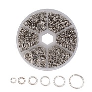 1 Box of Iron Jump Rings, Mixed Size, Open Jump Rings, Platinum, 18~21 Gauge, 4~10x0.7~1mm, Inner Diameter: 2.6~8mm, about 1600pcs/box, Packaging Box: 8x2cm(IFIN-JP0016-01P)