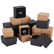 Elite 48Pcs 2 Styles Square Kraft Paper Cardboard Jewelry Ring Boxes, with Sponge Inside, Mixed Color, 4~5.1x4~5.1x2.8~3.2mm, 24pcs/style(CBOX-PH0002-24)