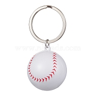 ABS Plastic Sports Ball Theme Pendants Keychains, with Iron Split Key Rings, Baseball, 6.2cm, Pendants: 36x32x32mm(KEYC-JKC00659-05)