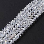 Half-Handmade Transparent Glass Beads Strands, Faceted(32 Facets) Round, Clear, 4mm, Hole: 1mm, about 74pcs/strand, 14 inch(G02QB0P1)