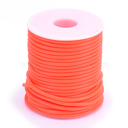 Hollow Pipe PVC Tubular Synthetic Rubber Cord, Wrapped Around White Plastic Spool, Orange Red, 3mm, Hole: 1.5mm, about 27.34 yards(25m)/roll(RCOR-R007-3mm-04)