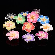 Handmade Polymer Clay 3D Flower Plumeria Beads, Mixed Color, 15x8mm, Hole: 2mm(CLAY-Q192-15mm-M)
