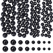 PandaHall Elite 4 Style Opaque Acrylic Beads, Round, Black, 10~20x9~19mm, Hole: 1.8~3mm, 300pcs/box(SACR-PH0001-03)