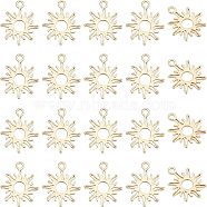 20Pcs Brass Charms, Sun, Golden, 15x13x0.5mm, Hole: 1.5mm(FIND-FH0004-01)