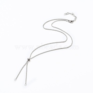 304 Stainless Steel Box Chain, Venice Chains Necklace Making, with Slider Stopper Beads, Lobster Claw Clasps and Heart Extension Chain, Stainless Steel Color, 20.86 inch(53cm)(AJEW-JB00779-01)