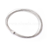 Tiger Tail Wire Necklace Making, with Magnetic Clasps, Stainless Steel Color, Raw, 145~150x0.38mm(NJEW-130L-1)