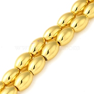 Electroplated Synthetic Magnetic Hematite Beads Strands, Oval, Golden Plated, 13x8.5mm, Hole: 1mm, about 32pcs/strand, 16.14''(41cm)(G-Q1009-E02-01G)