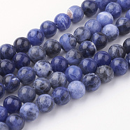 Natural Sodalite Bead Strands, Round, Grade A, 8~8.5mm, Hole: 1mm, about 45~47pcs/strand, 14.9 inch(38cm)(G-G735-58-8mm-A)
