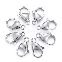 Tarnish Resistant 304 Stainless Steel Lobster Claw Clasps, Parrot Trigger Clasps, Manual Polishing, Stainless Steel Color, 15x9x4mm, Hole: 2mm(STAS-AB15)