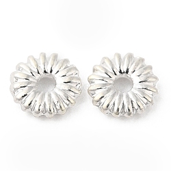 Brass Spacer Beads, Cadmium Free & Lead Free, Flower, Long-Lasting Plated, Silver, 4x1mm, Hole: 0.9mm(X-KK-B073-01S)